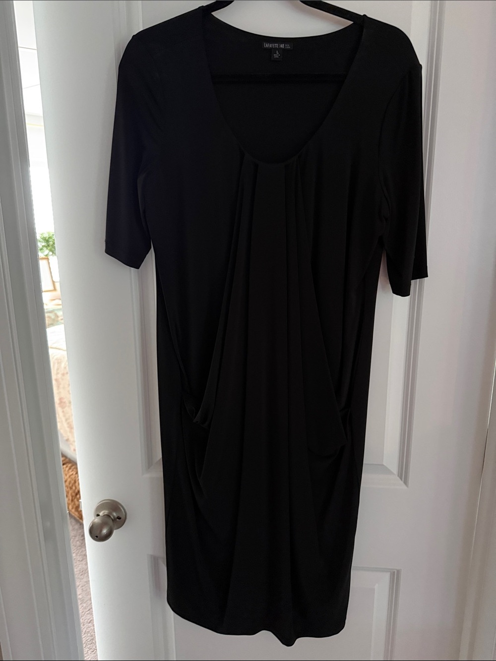 Lafayette 148 New York Black Shirt Sleeve Tunic Dress Size Large